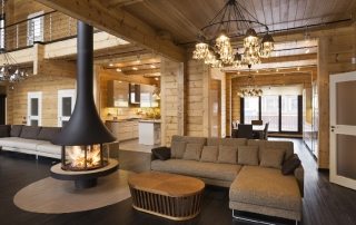 Interior de una casa de madera de un bar en el interior: foto y descripción de soluciones de estilo.
