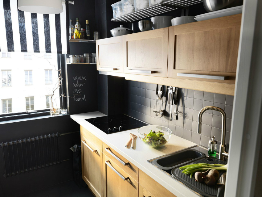 Built-in appliances will help save space in a small kitchen in Khrushchev Built-in appliances will help save space in a small kitchen in Khrushchev