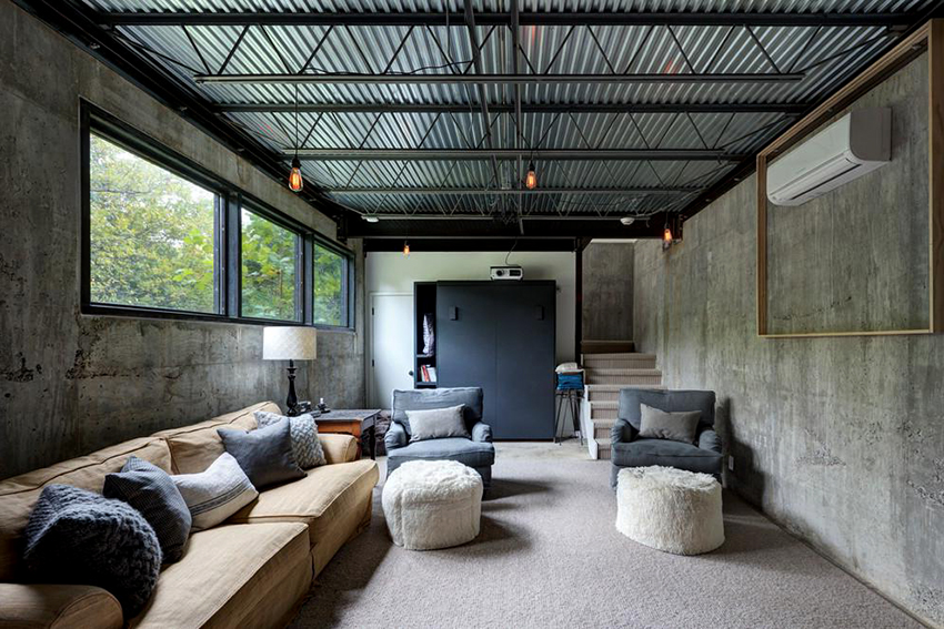 Las paredes hechas de hormigón sin tratar son la mejor opción para el interior de una sala de estar estilo loft Las paredes hechas de hormigón sin tratar son la mejor opción para el interior de una sala de estar estilo loft